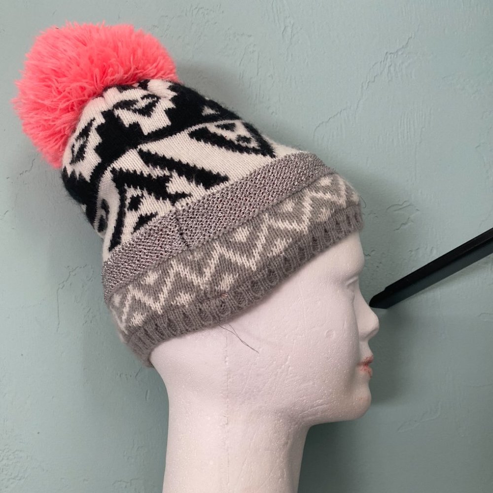 Target Girls Geo PomPom Winter Beanie Hat w Sequin